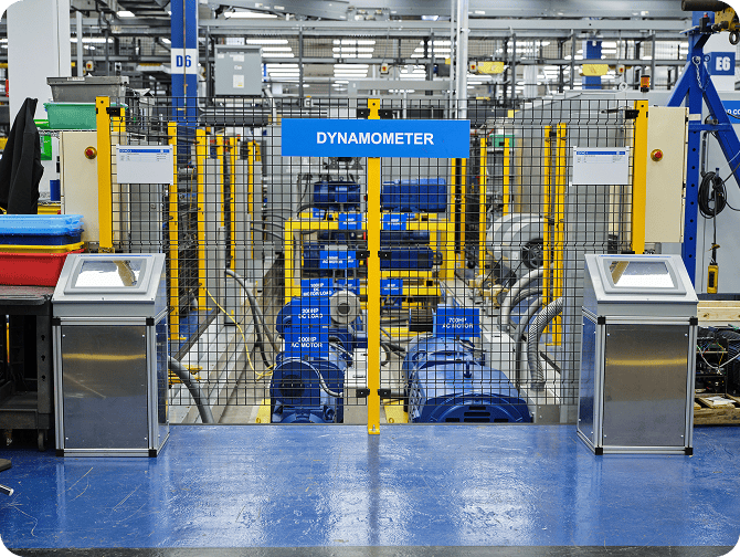Dynamometer in industrial warehouse