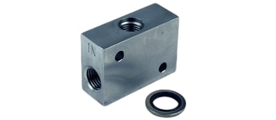 FLOW BLOCK, SS, 1/4" X G1/4 -U40062 by EFECTOR