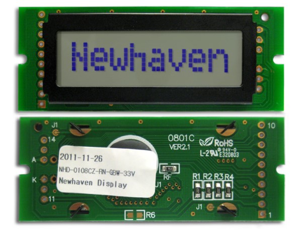 NEWHAVEN DISPLAY NHD-0108CZ-RN-GBW-33V