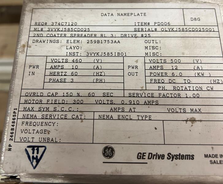 GENERAL ELECTRIC 3VYKJ585CD025