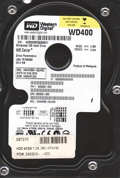 WESTERN DIGITAL WD400BB-22JHC0