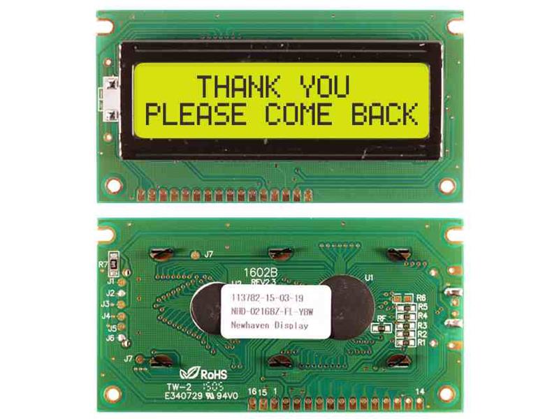 NEWHAVEN DISPLAY NHD-0216BZ-FL-YBW