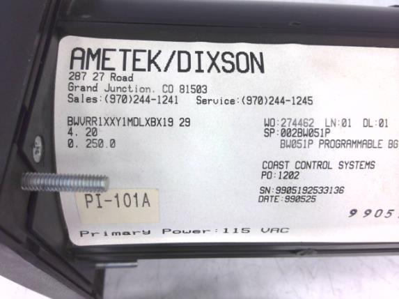 AMETEK BWVRR1XXY1MDLXBX19