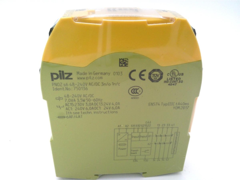 PILZ PNOZ S6 48-240VAC/DC 3 N/O 1 N/C