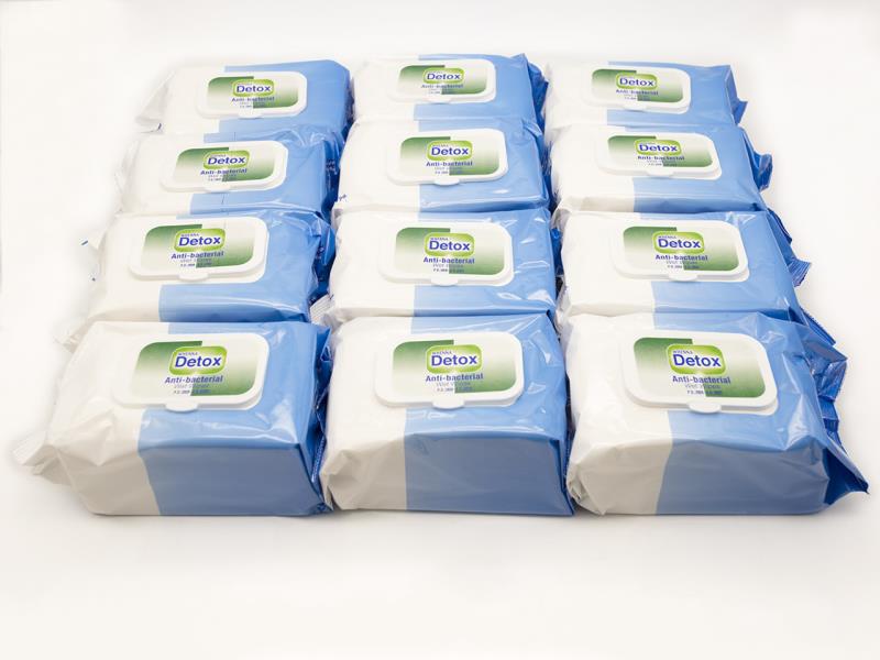 FRESH DETOX ANTIBACTERIAL WET WIPES - 12 PACKS OF 120 WIPES