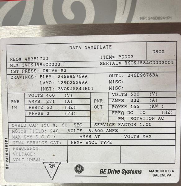 GENERAL ELECTRIC 3VOKJ584CD003