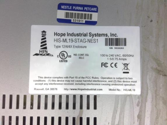 HOPE INDUSTRIAL SYSTEMS INC HIS-ML19-STAG-NES1