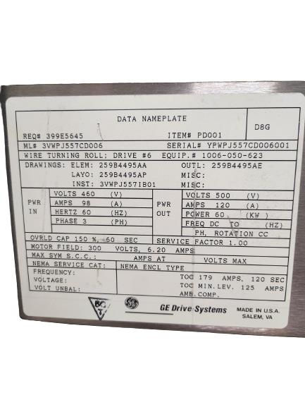 3VWPJ557CD006 by GENERAL ELECTRIC