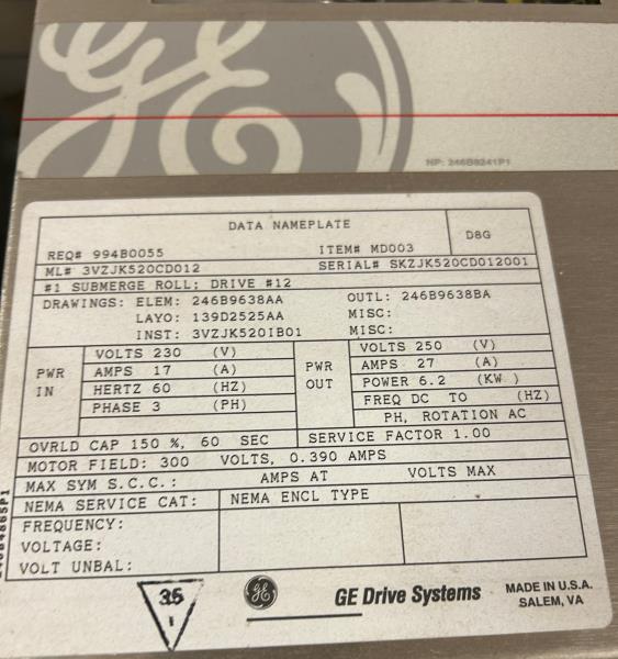 GENERAL ELECTRIC 3VZJK520CD012